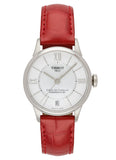 Buy Shop Tissot Chemin Des Tourelles Automatic Mother of Pearl White Dial Red Leather Strap Watch For Women - T099.207.16.118.00 USA Online