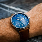 Buy Shop Tissot Chemin des Tourelles Automatic Powermatic 80 Blue Dial Brown Leather Strap Watch for Men - T139.407.16.041.00 USA Online
