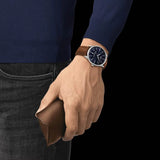 Buy Shop Tissot Chemin des Tourelles Automatic Powermatic 80 Blue Dial Brown Leather Strap Watch for Men - T139.407.16.041.00 USA Online