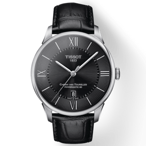 Buy Shop Tissot Chemin Des Tourelles Powermatic 80 Black Dial Black Leather Strap Watch For Men - T099.407.16.058.00 USA Online