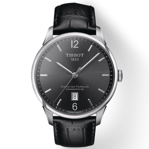 Buy Shop Tissot Chemin Des Tourelles Powermatic 80 Black Dial Black Leather Strap Watch For Men - T099.407.16.447.00 USA Online
