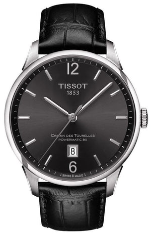 Buy Shop Tissot Chemin Des Tourelles Powermatic 80 Black Dial Black Leather Strap Watch For Men - T099.407.16.447.00 USA Online