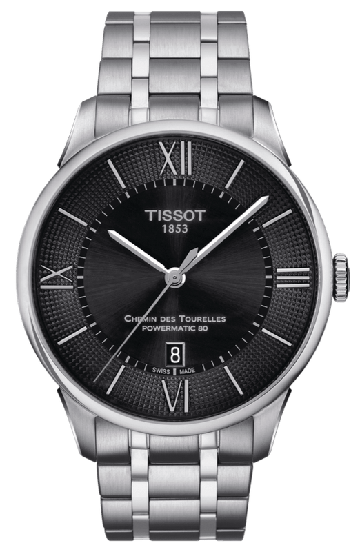 Buy Shop Tissot Chemin Des Tourelles Powermatic 80 Black Dial Silver Steel Strap Watch For Men - T099.407.11.058.00 USA Online