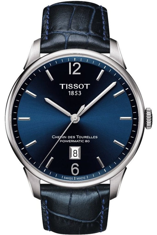 Buy Shop Tissot Chemin Des Tourelles Powermatic 80 Blue Dial Blue Leather Strap Watch for Men - T099.407.16.047.00 USA Online