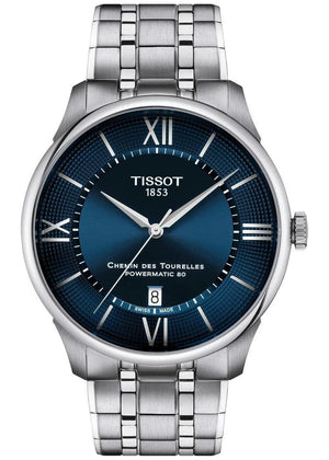 Buy Shop Tissot Chemin Des Tourelles Powermatic 80 Blue Dial Silver Steel Strap Watch for Men - T139.407.11.048.00 USA Online