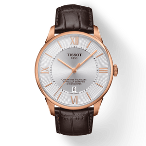 Buy Shop Tissot Chemin Des Tourelles Powermatic 80 Cosc Silver Dial Brown Leather Strap Watch For Men - T099.408.36.038.00 USA Online