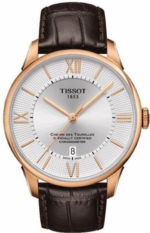 Buy Shop Tissot Chemin Des Tourelles Powermatic 80 Cosc Silver Dial Brown Leather Strap Watch For Men - T099.408.36.038.00 USA Online