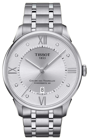 Buy Shop Tissot Chemin Des Tourelles Powermatic 80 Diamonds Silver Dial Silver Steel Strap Watch for Men - T099.407.11.033.00 USA Online