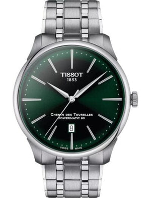 Buy Shop Tissot Chemin des Tourelles Powermatic 80 Green Dial Silver Steel Strap Watch for Men - T139.407.11.091.00 USA Online