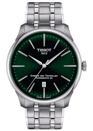 Buy Shop Tissot Chemin des Tourelles Powermatic 80 Green Dial Silver Steel Strap Watch for Men - T139.407.11.091.00 USA Online