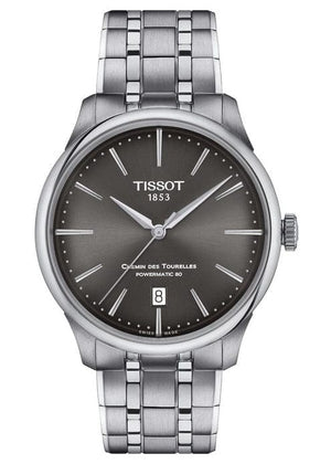 Buy Shop Tissot Chemin Des Tourelles Powermatic 80 Grey Dial Silver Steel Strap Watch for Men - T139.407.11.068.00 USA Online