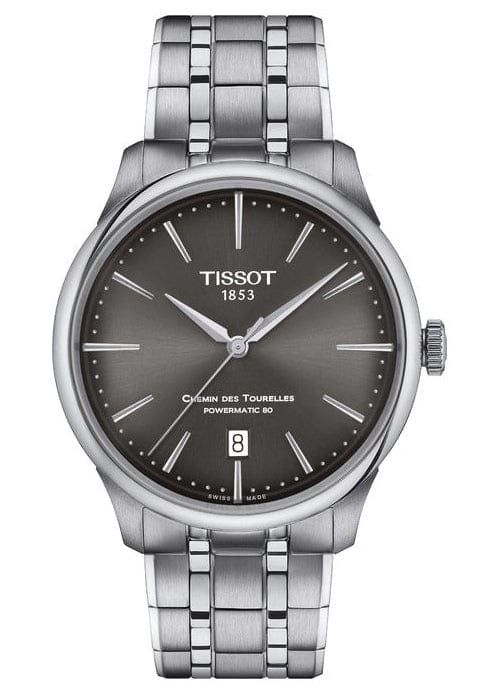 Buy Shop Tissot Chemin Des Tourelles Powermatic 80 Grey Dial Silver Steel Strap Watch for Men - T139.407.11.068.00 USA Online