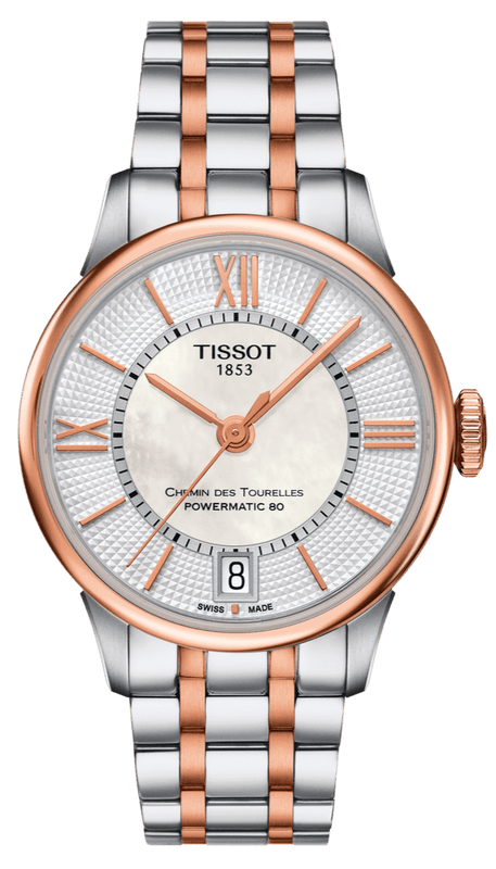Buy Shop Tissot Chemin Des Tourelles Powermatic 80 Helvetic Price Lady Silver Dial Two Tone Steel Strap Watch For Women - T099.207.22.118.01 USA Online