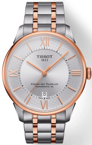 Buy Shop Tissot Chemin des Tourelles Powermatic 80 Helvetic Pride Silver Dial Two Tone Steel Strap Watch for Men - T099.407.22.038.01 USA Online