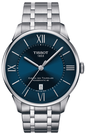 Buy Shop Tissot Chemin Des Tourelles Powermatic 80 Lady Blue Dial Silver Steel Strap Watch For Women - T099.207.11.048.00 USA Online