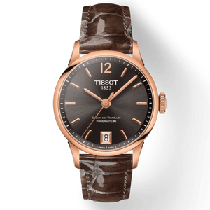Buy Shop Tissot Chemin Des Tourelles Powermatic 80 Lady Brown Dial Brown Leather Strap Watch For Women - T099.207.36.447.00 USA Online
