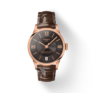 Buy Shop Tissot Chemin Des Tourelles Powermatic 80 Lady Brown Dial Brown Leather Strap Watch For Women - T099.207.36.448.00 USA Online