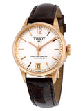 Buy Shop Tissot Chemin Des Tourelles Powermatic 80 Lady Silver Dial Brown Leather Strap Watch For Women - T099.207.36.037.00 USA Online