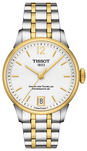 Buy Shop Tissot Chemin Des Tourelles Powermatic 80 Lady Silver Dial Two Tone Steel Strap Watch For Women - T099.207.22.037.00 USA Online