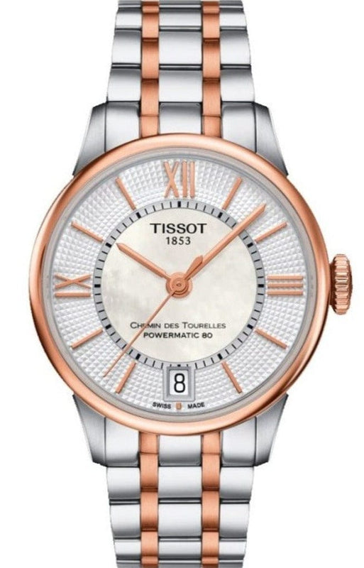 Buy Shop Tissot Chemin Des Tourelles Powermatic 80 Lady Silver Dial Two Tone Steel Strap Watch For Women - T099.207.22.118.02 USA Online