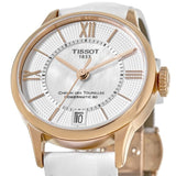 Buy Shop Tissot Chemin Des Tourelles Powermatic 80 Lady Silver Dial White Leather Strap Watch For Women - T099.207.36.118.00 USA Online