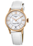 Buy Shop Tissot Chemin Des Tourelles Powermatic 80 Lady Silver Dial White Leather Strap Watch For Women - T099.207.36.118.00 USA Online