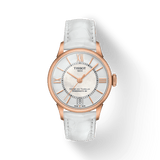 Buy Shop Tissot Chemin Des Tourelles Powermatic 80 Lady Silver Dial White Leather Strap Watch For Women - T099.207.36.118.00 USA Online