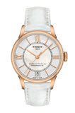 Buy Shop Tissot Chemin Des Tourelles Powermatic 80 Lady Silver Dial White Leather Strap Watch For Women - T099.207.36.118.00 USA Online