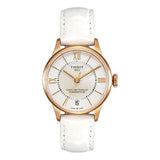 Buy Shop Tissot Chemin Des Tourelles Powermatic 80 Lady Silver Dial White Leather Strap Watch For Women - T099.207.36.118.00 USA Online