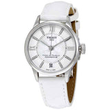 Buy Shop Tissot Chemin Des Tourelles Powermatic 80 Lady White Dial White Leather Strap Watch For Women - T099.207.16.116.00 USA Online