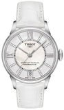 Buy Shop Tissot Chemin Des Tourelles Powermatic 80 Lady White Dial White Leather Strap Watch For Women - T099.207.16.116.00 USA Online