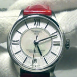 Buy Shop Tissot Chemin Des Tourelles Powermatic 80 Mother of Pearl White Dial Red Leather Strap Watch For Women - T099.207.16.118.00 USA Online
