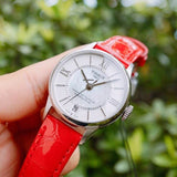 Buy Shop Tissot Chemin Des Tourelles Powermatic 80 Mother of Pearl White Dial Red Leather Strap Watch For Women - T099.207.16.118.00 USA Online