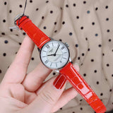 Buy Shop Tissot Chemin Des Tourelles Powermatic 80 Mother of Pearl White Dial Red Leather Strap Watch For Women - T099.207.16.118.00 USA Online