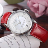Buy Shop Tissot Chemin Des Tourelles Powermatic 80 Mother of Pearl White Dial Red Leather Strap Watch For Women - T099.207.16.118.00 USA Online