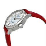Buy Shop Tissot Chemin Des Tourelles Powermatic 80 Mother of Pearl White Dial Red Leather Strap Watch For Women - T099.207.16.118.00 USA Online