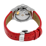 Buy Shop Tissot Chemin Des Tourelles Powermatic 80 Mother of Pearl White Dial Red Leather Strap Watch For Women - T099.207.16.118.00 USA Online