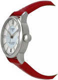 Buy Shop Tissot Chemin Des Tourelles Powermatic 80 Mother of Pearl White Dial Red Leather Strap Watch For Women - T099.207.16.118.00 USA Online