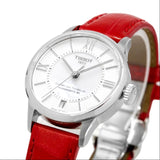 Buy Shop Tissot Chemin Des Tourelles Powermatic 80 Mother of Pearl White Dial Red Leather Strap Watch For Women - T099.207.16.118.00 USA Online