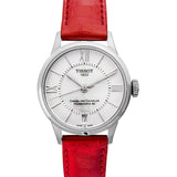 Buy Shop Tissot Chemin Des Tourelles Powermatic 80 Mother of Pearl White Dial Red Leather Strap Watch For Women - T099.207.16.118.00 USA Online