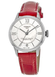 Buy Shop Tissot Chemin Des Tourelles Powermatic 80 Mother of Pearl White Dial Red Leather Strap Watch For Women - T099.207.16.118.00 USA Online