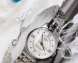Buy Shop Tissot Chemin Des Tourelles Powermatic 80 Rubies Mother of Pearl Dial Silver Steel Strap Watch For Women - T099.207.11.113.00 USA Online