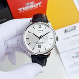 Buy Shop Tissot Chemin Des Tourelles Powermatic 80 Silver Dial Black Leather Strap Watch For Men - T099.407.16.037.00 USA Online