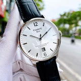 Buy Shop Tissot Chemin Des Tourelles Powermatic 80 Silver Dial Black Leather Strap Watch For Men - T099.407.16.037.00 USA Online