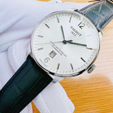 Buy Shop Tissot Chemin Des Tourelles Powermatic 80 Silver Dial Black Leather Strap Watch For Men - T099.407.16.037.00 USA Online