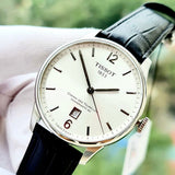 Buy Shop Tissot Chemin Des Tourelles Powermatic 80 Silver Dial Black Leather Strap Watch For Men - T099.407.16.037.00 USA Online