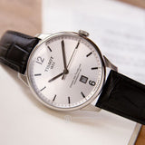 Buy Shop Tissot Chemin Des Tourelles Powermatic 80 Silver Dial Black Leather Strap Watch For Men - T099.407.16.037.00 USA Online