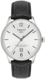 Buy Shop Tissot Chemin Des Tourelles Powermatic 80 Silver Dial Black Leather Strap Watch For Men - T099.407.16.037.00 USA Online