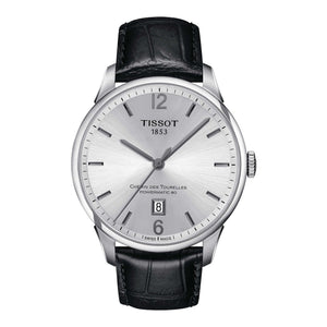 Buy Shop Tissot Chemin Des Tourelles Powermatic 80 Silver Dial Black Leather Strap Watch For Men - T099.407.16.037.00 USA Online
