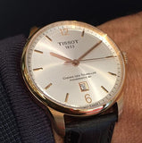 Buy Shop Tissot Chemin Des Tourelles Powermatic 80 Silver Dial Brown Leather Strap Watch For Men - T099.407.36.037.00 USA Online